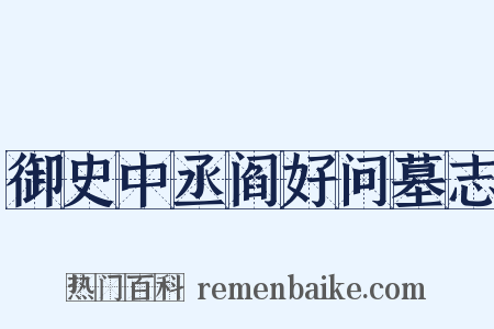 御史中丞阎好问墓志是什么意思的图片